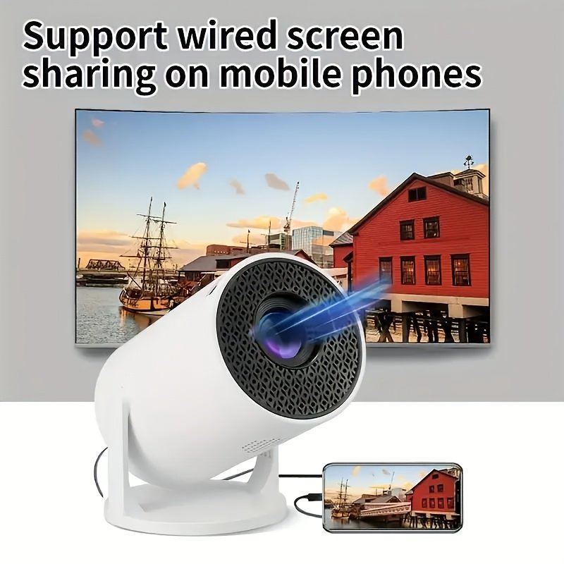Support 1080P Smart Mini Portable Projector - European Plug, Wired Home Theater Projector, 180° Adjustable Angle, Compatible HDTV, USB, Smartphone, iPad, TV Box, Laptop-High Resolution Video Projector for Movies and Presentations - Image 6