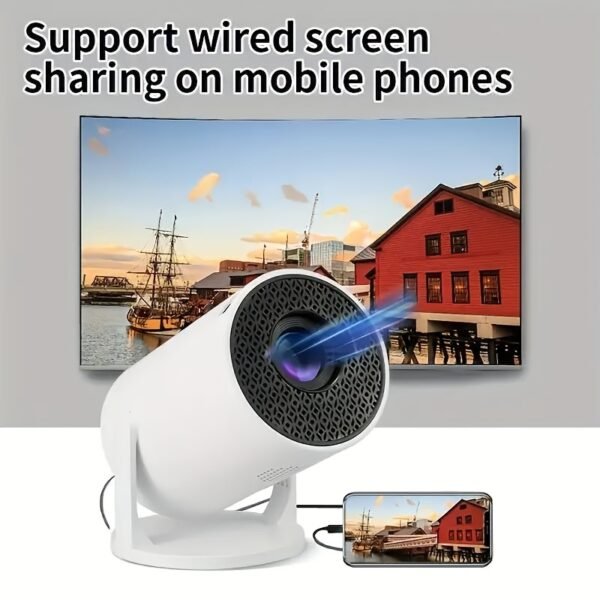 Support 1080P Smart Mini Portable Projector - European Plug, Wired Home Theater Projector, 180° Adjustable Angle, Compatible HDTV, USB, Smartphone, iPad, TV Box, Laptop-High Resolution Video Projector for Movies and Presentations - Image 6