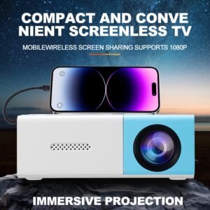 ZNLYRION Compact Smart Projector - USB Powered, 1080P HD, with Remote Control & Mobile Wireless Screen Sharing, Ideal for Home Theater, Office Presentations, Parties & Holiday Gifts