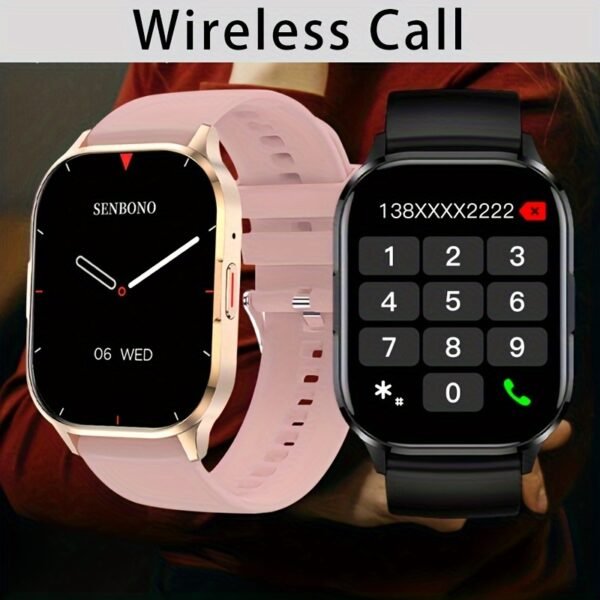 SENBONO AMOLED Smart Watch For Men, Wireless Call And Answer Call, Alway On Display HD AMOLED Screen, Multiple Sports Modes, Step, Distance, Calories Smart Watch - Image 2