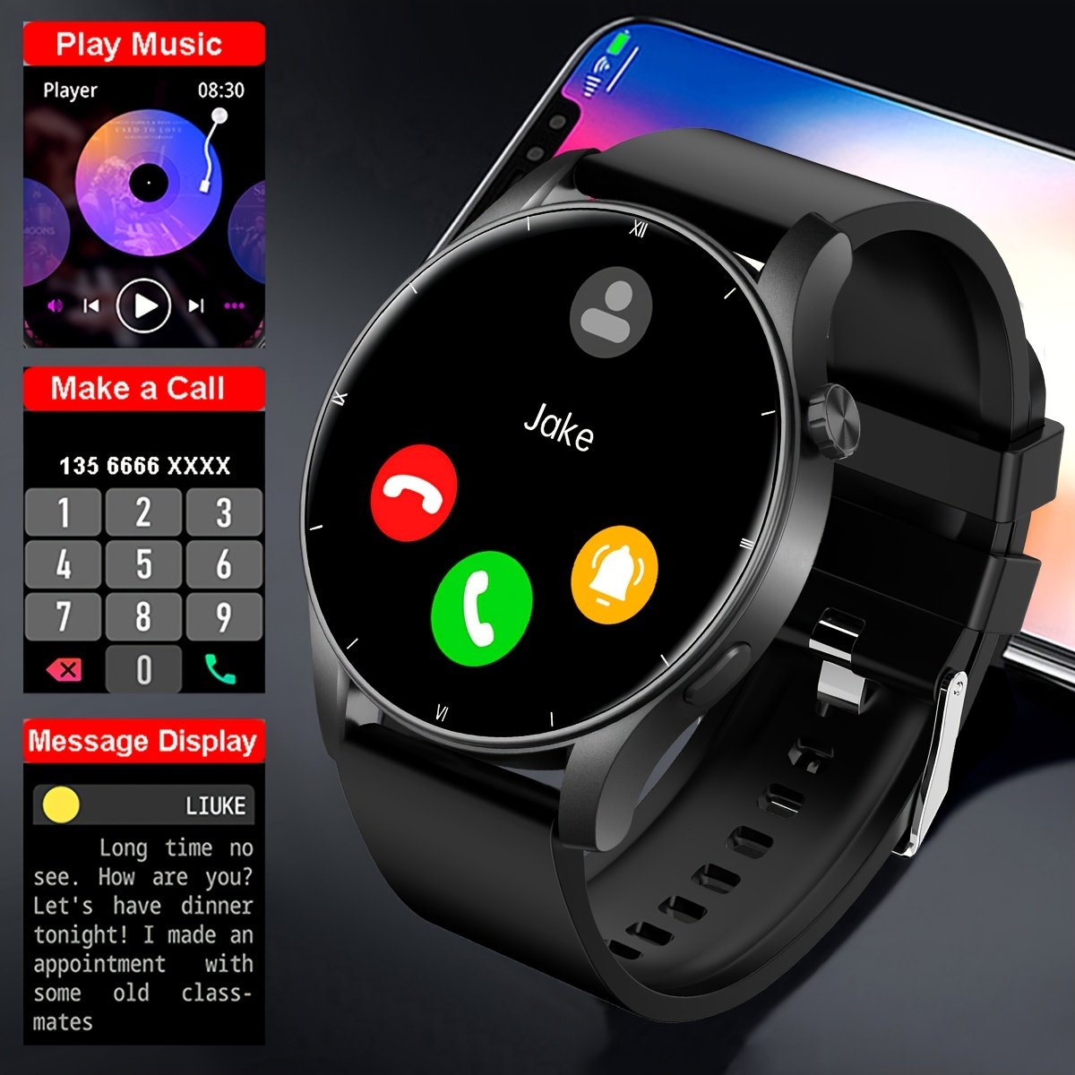1pc V25Z Smart Watch with Call Function, Pedometer, Calorie Counter, Compatible with Android & iPhone, Wireless 5.3, USB Charging, 3.53cm TFT Screen, 360p Resolution, 90% Screen Ratio, AB5681G Chip, Rechargeable Lithium Polymer Battery, Plastic Body, Sili - Image 3