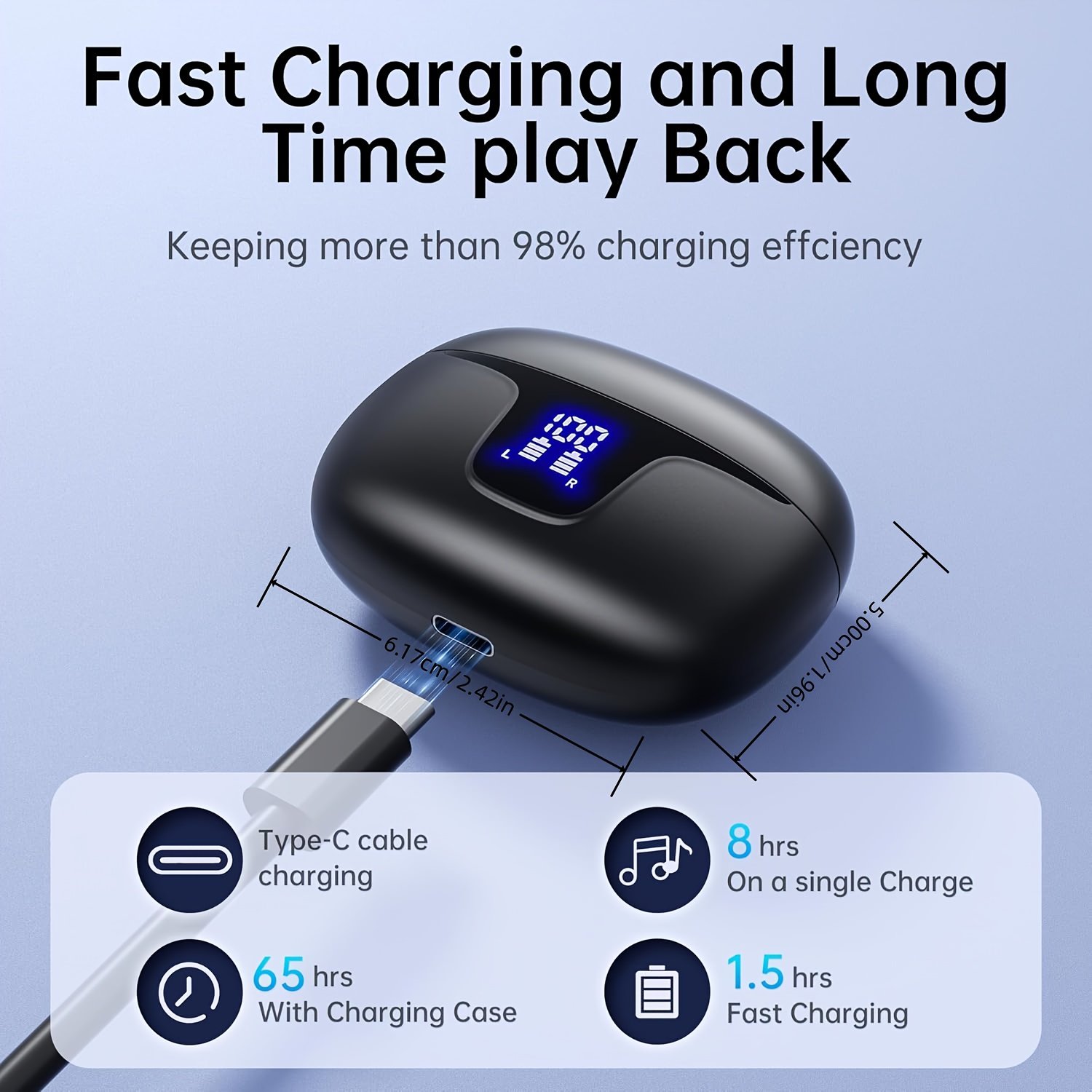 Wireless In-Ear Sports Earbuds with Mic, Noise Cancelling, LED Charging Case, 40H Playtime - Ideal for Running & Workouts - Image 6