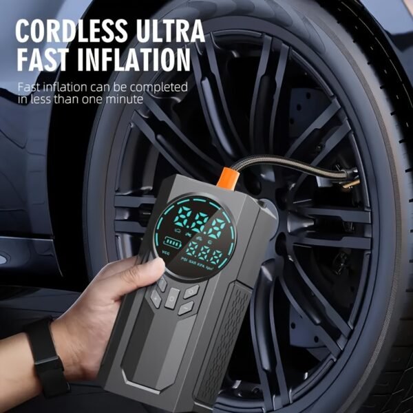 Portable Car Jump Starter & Tire Inflator with LED Light - USB Rechargeable, 8800mAh Battery, Compatible with Cars, Motorcycles, Bikes, Sports Balls - Black - Image 8