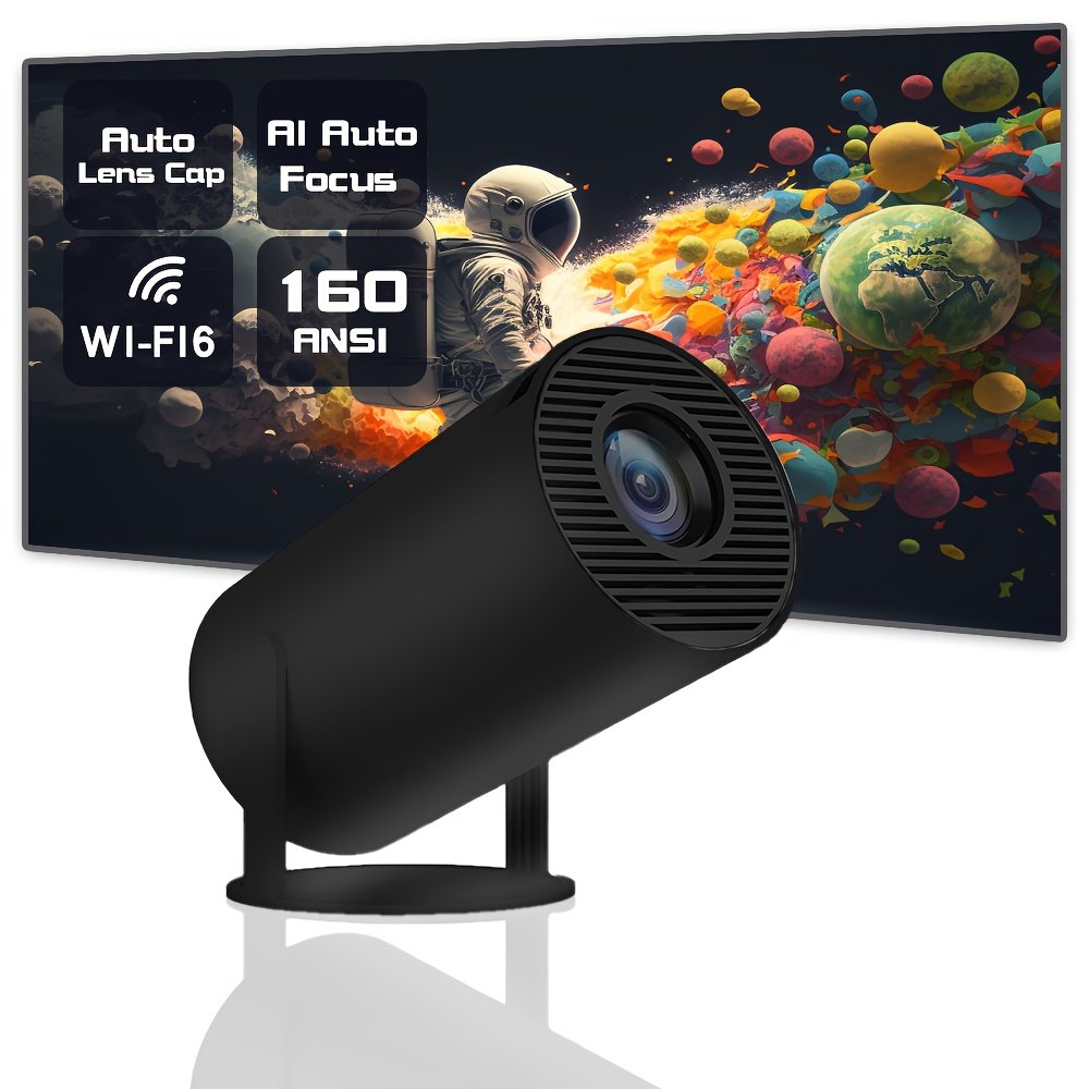 YIeegs 4K Mini Portable Projector - Dual WiFi, Wireless 5.0, Hi-Chip A3100, 160ANSI, 1280*720P, 180° Rotation, Built-in for Android 11.0 OS, EU Plug - Image 3