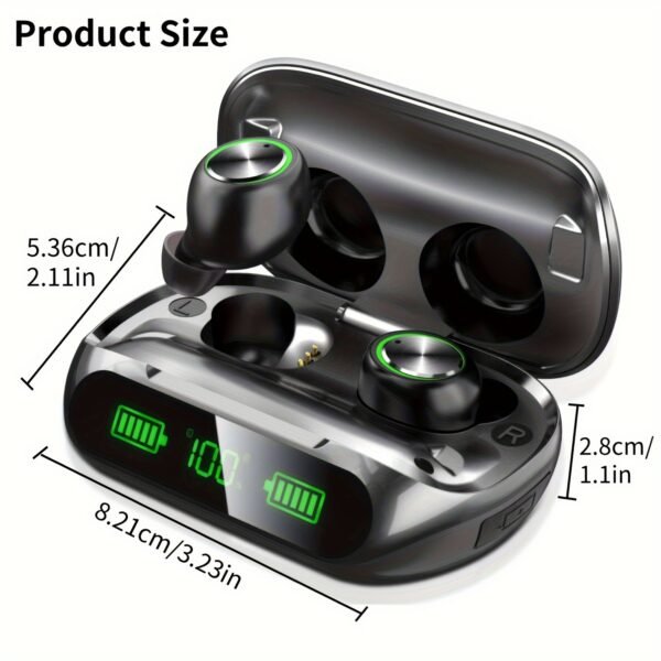 [1pair Wireless Earbuds with 200H Playtime] Wireless Earbuds V5.3, Hi-Fi Stereo Sound, Touch Control, Noise Cancelling Voice Call, 200H Playtime, 1400mAh Case with LED Power Display, Type-C USB Charging, IPX7 Waterproof, with Compatible Cellphones for Wir - Image 3