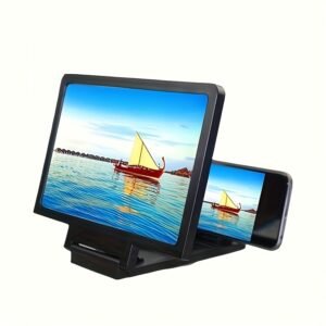 1 3D HD Mobile Phone Screen Magnifier, Portable Smartphone Amplifier, Foldable Desktop Stand, Plastic, No Mobile Phone Battery Required