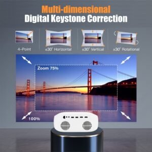 PGIVDA 1080P HD Wireless Projector with Wireless, Portable Desktop Display for Smartphones - Speakers Included, High Brightness, US Plug