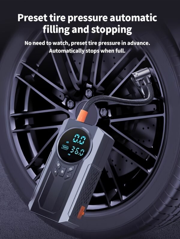 Portable Cordless Car Jump Starter & Tire Inflator - USB Rechargeable, LED Display, Flashlight Feature, Large Capacity Storage - Image 13