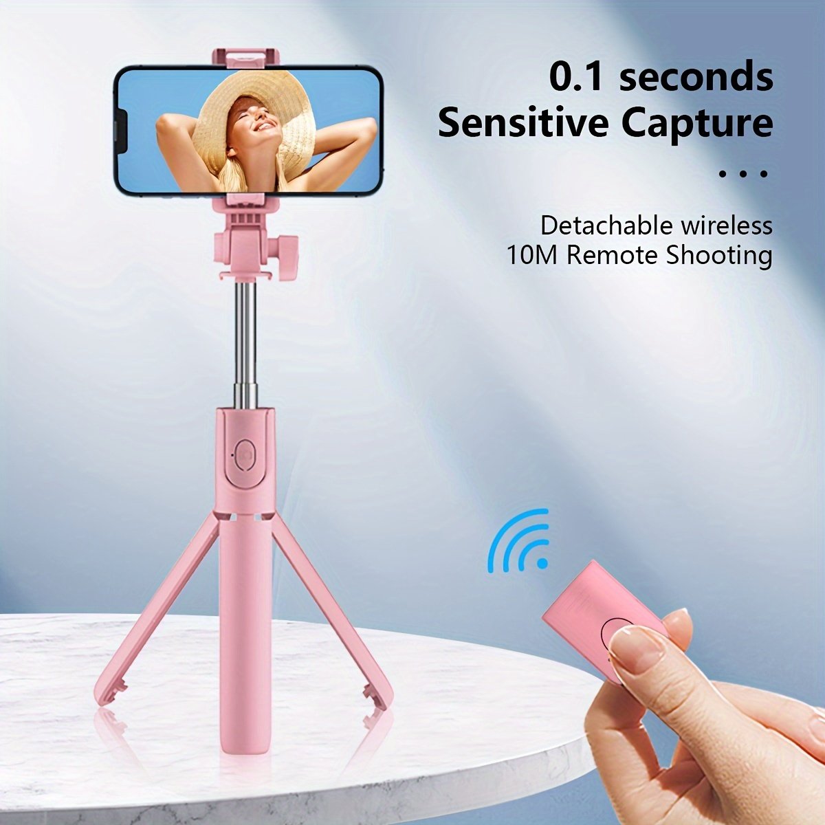 Wireless Selfie Stick Tripod with Remote, Stainless Steel 360 Rotation Anti-Shake Phone Holder, Live Stream Tabletop to Floor Support Stand, Battery Powered for Photo Video Recording - Image 2