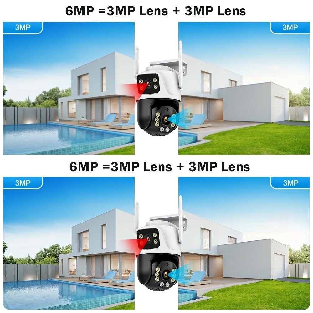 1pc 4K 8MP WiFi Security Camera, 2 Lens 4MP Total 8MP Dual Lens 2.4ghz Wireless IP Camera, Video Surveillance for Home Security CCTV Monitor, AI Human Tracking, Color Night Vision, Outdoor, Two-Way Audio, Motion Alert, Pan Tilt Rotation Icsee - Image 11