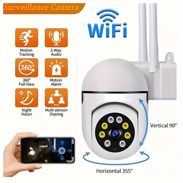HD 1080P Wireless Network Camera - Wall-Mounted, Night Vision, App Control, Audio And Motion Alerts, Color Display, USB Powered, 355° Horizontal And 90° Vertical Pan-Tilt, Indoor Home Security, with Two-Way Audio And AI Detection. - Image 6