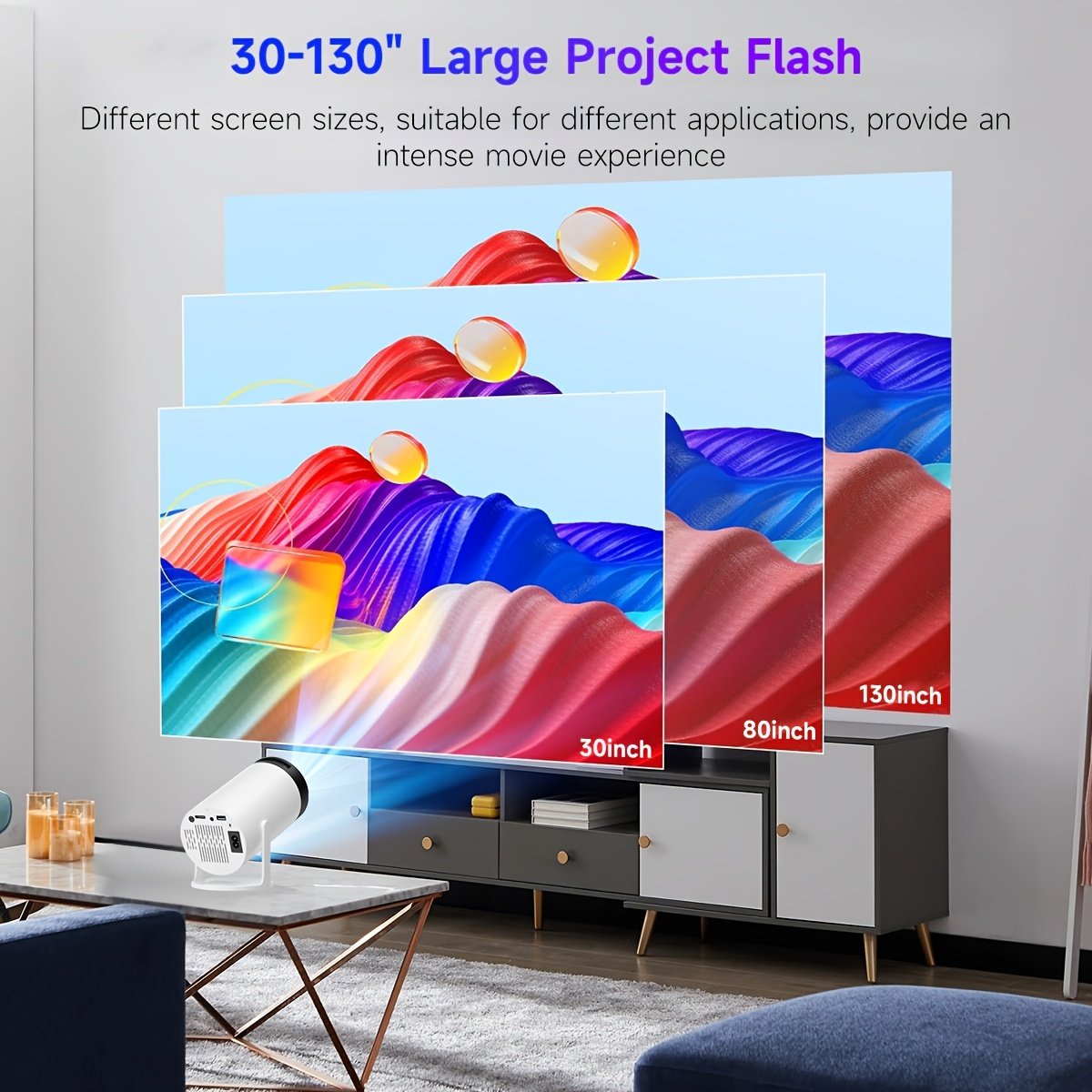 XYA Ultra HD Projector 4K/1080P, 3.3meter Wireless Portable Mini Projector with Remote, Table Mount, LCD, 16:9 Aspect Ratio, 220-240V, Smartphone/Tablet Connectivity, Wi-Fi BT5.2, European Standard Plug, for Home Theater - Image 7
