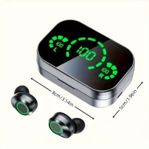 High-Power Wireless Earbuds with Triple Display, Noise-Canceling Voice Calls, USB Charging - Stylish Mirror Finish for Gaming & Sports, Anime Theme
