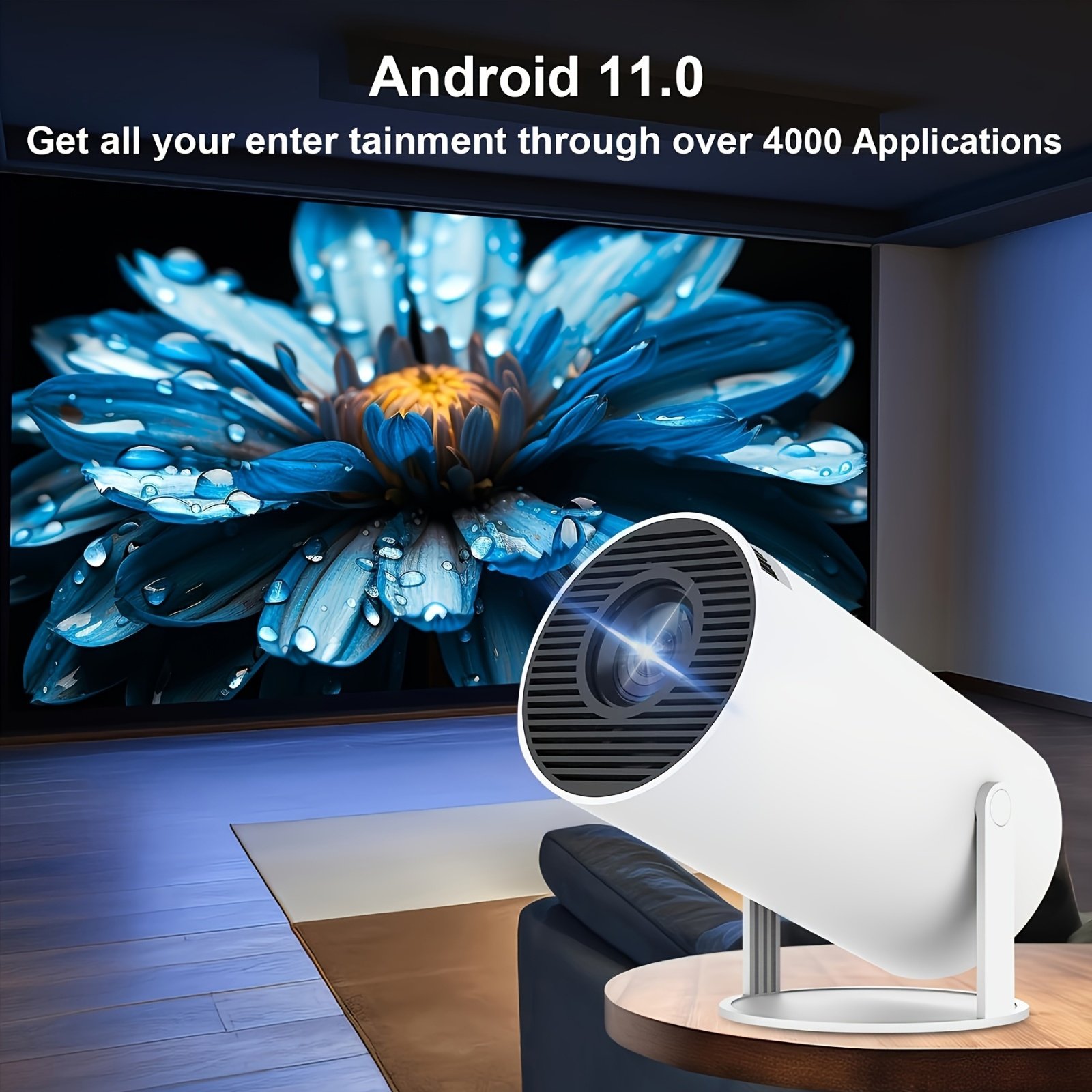 The TUOGTCI Upgraded Version of The Portable 4K HD Projector Has a Lifespan of 30,000 Hours, Features Smart Automatic Keystone Correction, 200 ANSI Brightness, Runs on Android 11, Supports Wifi 6, And Is Compatible with HD USB for Automatic Calibration. - Image 7