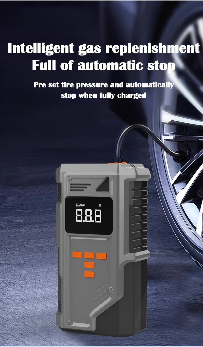 1pc 5-in-1 Car Jump Starter with Air Pump, 150PSI Portable Battery Booster with Digital Tire Inflator, USB Rechargeable Lithium Battery, 8000mAh, for Gasoline Diesel Battery Charging, Multi-Functional All-in-One Machine - Image 10