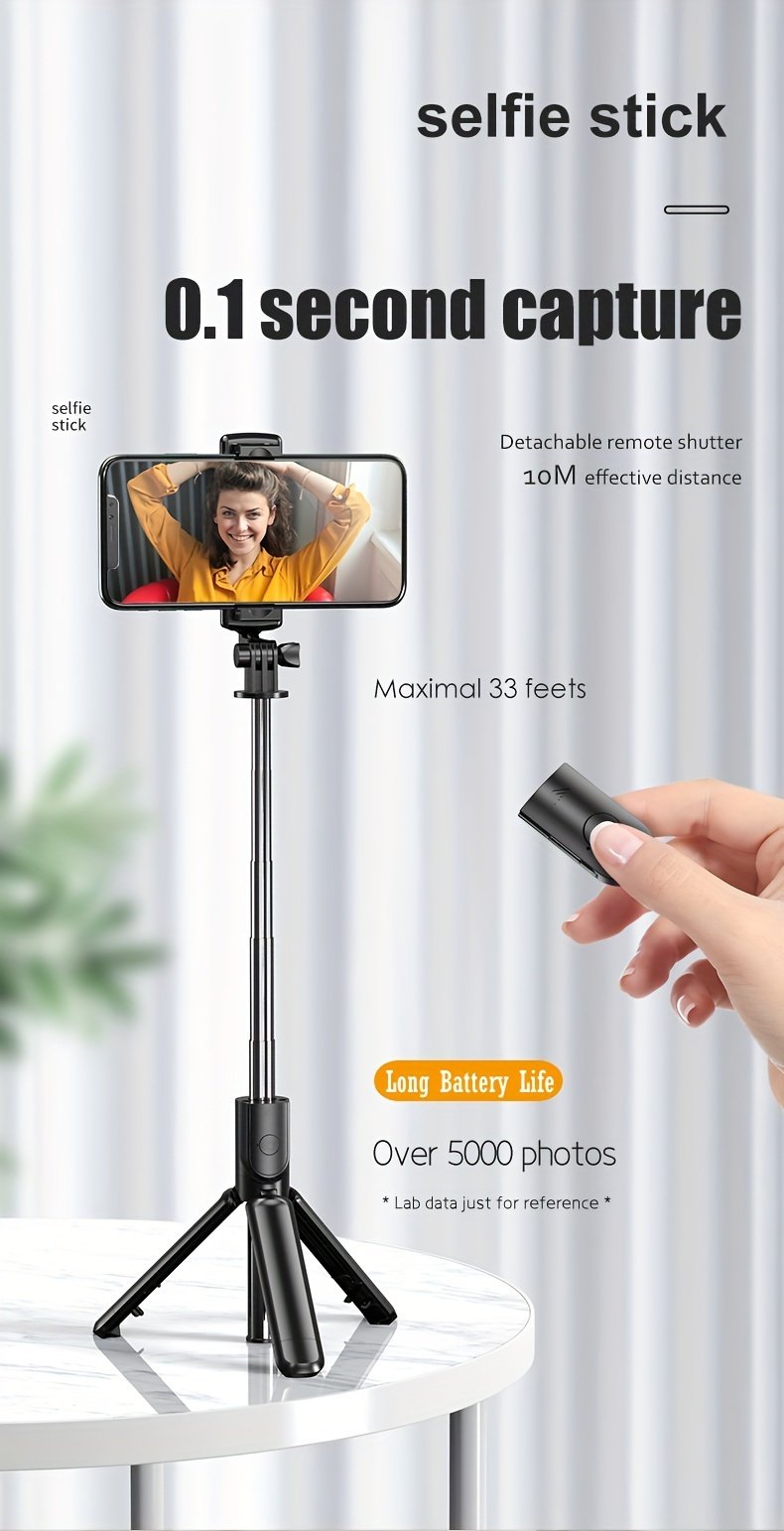 Extendable Cell Phone Selfie Stick, Smartphone Tripod Stand With Wireless Remote, 360° Rotation For IPhone/Samsung/Android Smartphones - Image 9
