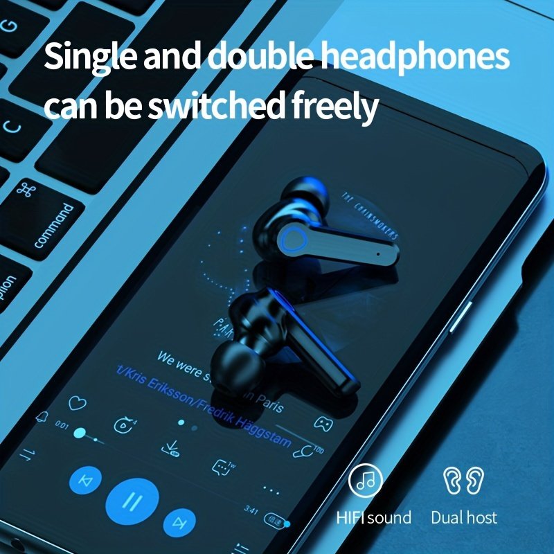 TWS Wireless Headset with Large Capacity Charging Case, Long Battery Life, LED Power Display, Flashlight, Compatible with All Smartphones - Ideal for Students, Men, Women, Birthday and Holiday Gifts, Earphones, Headphones - Image 4
