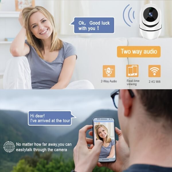 1pc YIIYRY Smart Home Security camera - Wireless, remote viewing mobile app, automatic tracking, color night vision, USB power, baby monitor, suitable for babies, babysitters, home monitoring, does not include SD card - Image 7