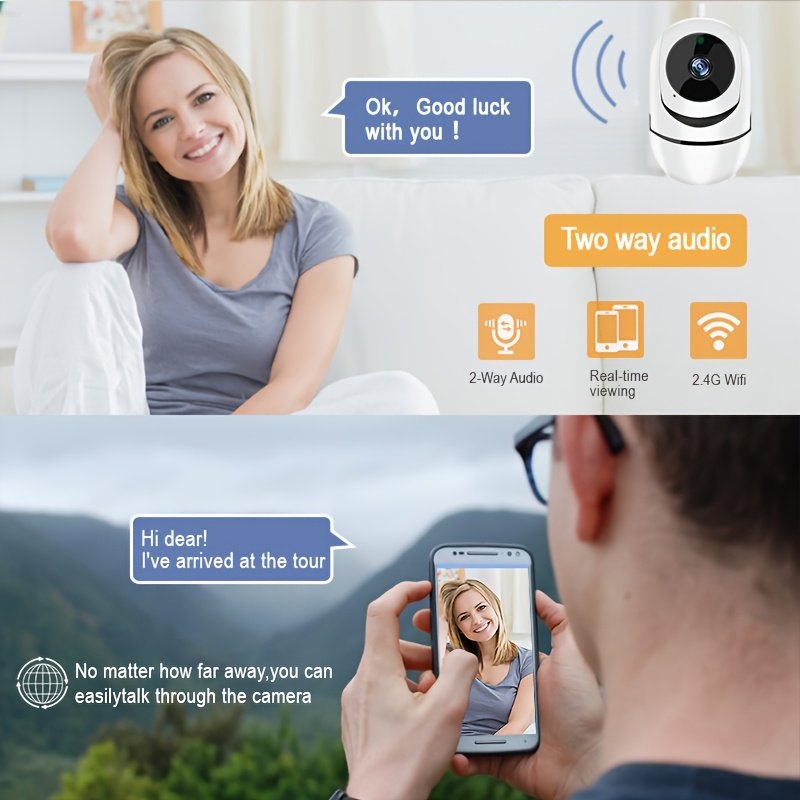 1pc YIIYRY Smart Home Security camera - Wireless, remote viewing mobile app, automatic tracking, color night vision, USB power, baby monitor, suitable for babies, babysitters, home monitoring, does not include SD card - Image 7