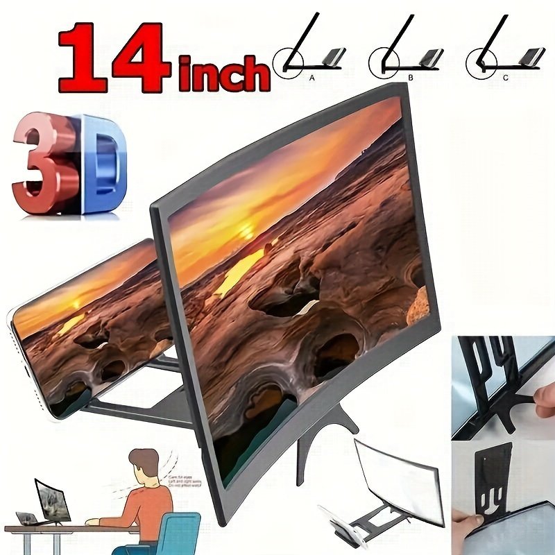 14-Inch 3D Smartphone Magnifier: HD Curved Screen Amplifier with Foldable Stand, Compatible with All Smartphones - Portable Movie, Video, and Gaming Display Accessory, Battery-Free - Image 11