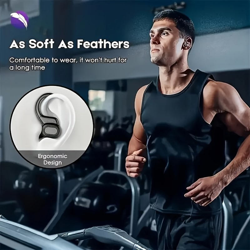 Wireless earphones with built-in high-definition microphone, LED screen charging case, automatic pairing for long-lasting battery life, suitable for sports, cycling, driving, and daily use. Ear hanging earplugs are painless to wear for a long time - Image 10