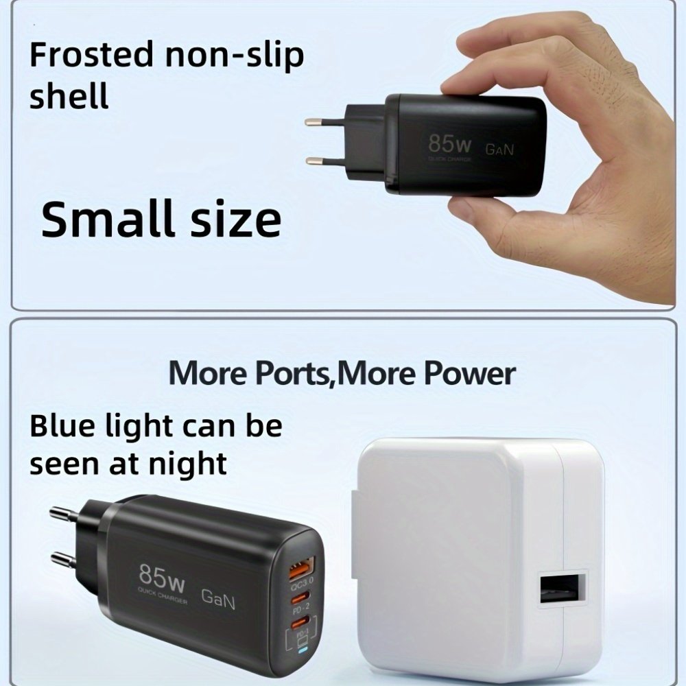 85W GaN USB-C Fast Charger, Multi-Port Power Adapter with PPS PD & QC 3.0/4.0, Universal Quick Charge for iPhone 16/15/14/13 Pro Max, Samsung, Xiaomi, iPad, MacBook - EU Plug, 110V/220V - Image 4