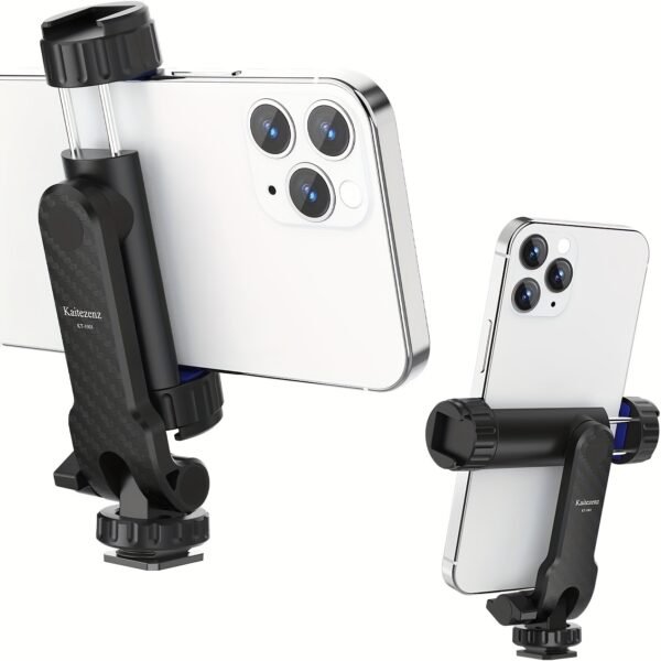 The Mobile Phone Holder Comes with 2 Cold Shoes. The Mobile Phone Tripod Bracket Is Suitable for All Mobile Phones. The Mobile Phone Bracket Is Connected to The Tripod And Can Rotate 360 Degrees And Can Be Tilted Forward And Backward. - Image 8