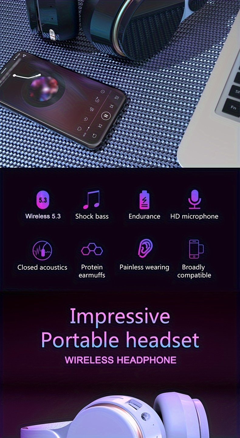 Wireless Headphones, Foldable Design, Compatible With Computers And Mobile Phones - Image 17