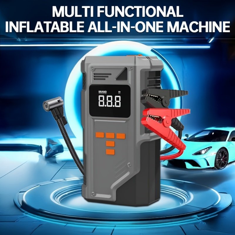 1pc 5-in-1 Car Jump Starter with Air Pump, 150PSI Portable Battery Booster with Digital Tire Inflator, USB Rechargeable Lithium Battery, 8000mAh, for Gasoline Diesel Battery Charging, Multi-Functional All-in-One Machine - Image 2