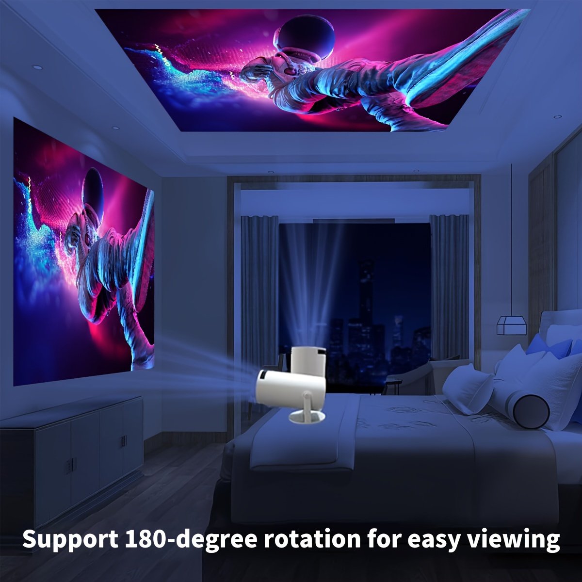 Compact SCUARI S100 Mini Projector with Auto Keystone Correction - 4K Ultra HD & WiFi6, Wireless 5.2, 180° Rotation, High-Contrast 10000:1, Portable Home Theater Experience for Smartphone/Laptop/HDTV, Android12, Type-C Power Delivery, Wireless Audio Strea - Image 9
