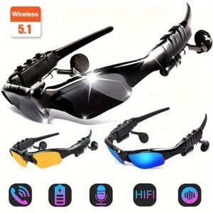 Wireless 5.1 Wireless Polarized Fashion Glasses with Integrated Mic - USB Rechargeable, HiFi Sound, Music & Call Functionality, Ideal for Outdoor Sports & Driving, Includes Gift Box