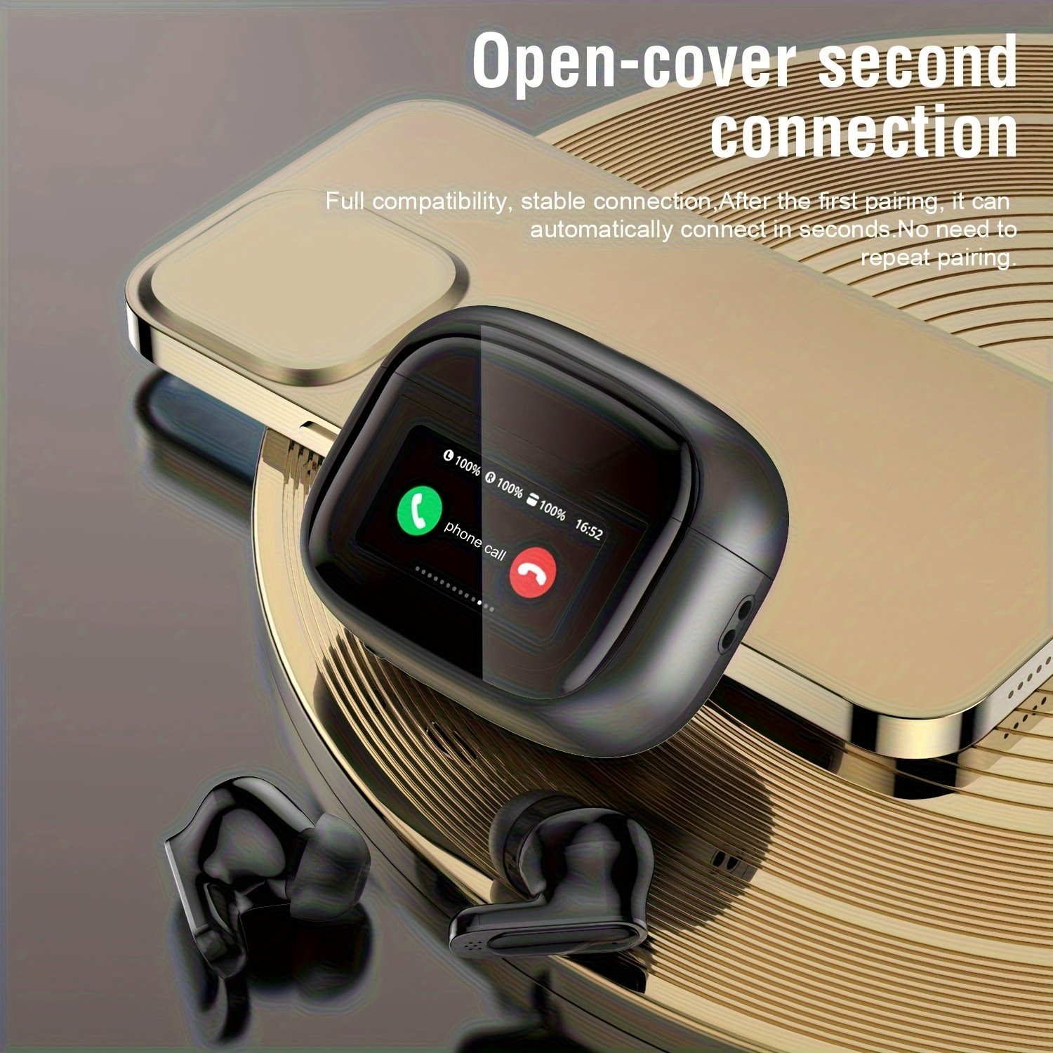 2024 Upgraded Wireless Earbuds, Touch Control Semi-Open-Back In-Ear Headphones, BT5.4 High Fidelity Sound, Non-Waterproof, Compatible with Apple, Huawei, Samsung - 300mAh Lithium Polymer Battery, Type-C Charging, 1-10W Power Range - Image 2