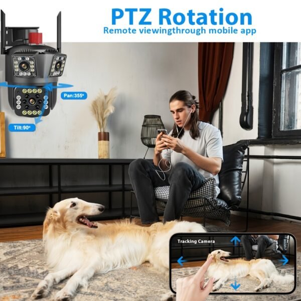 1pc 12MP Ultra HD WiFi Outdoor Camera, 3-Lens PTZ Security Monitor with 10X Zoom, 355° Rotatable Tilt, Color Night Vision, AI Motion Detection, Two-Way Audio, Wall Mount, Non-Waterproof, European Standard Plug, 110V-240V, App Control, Audio Alerts, Withou - Image 11
