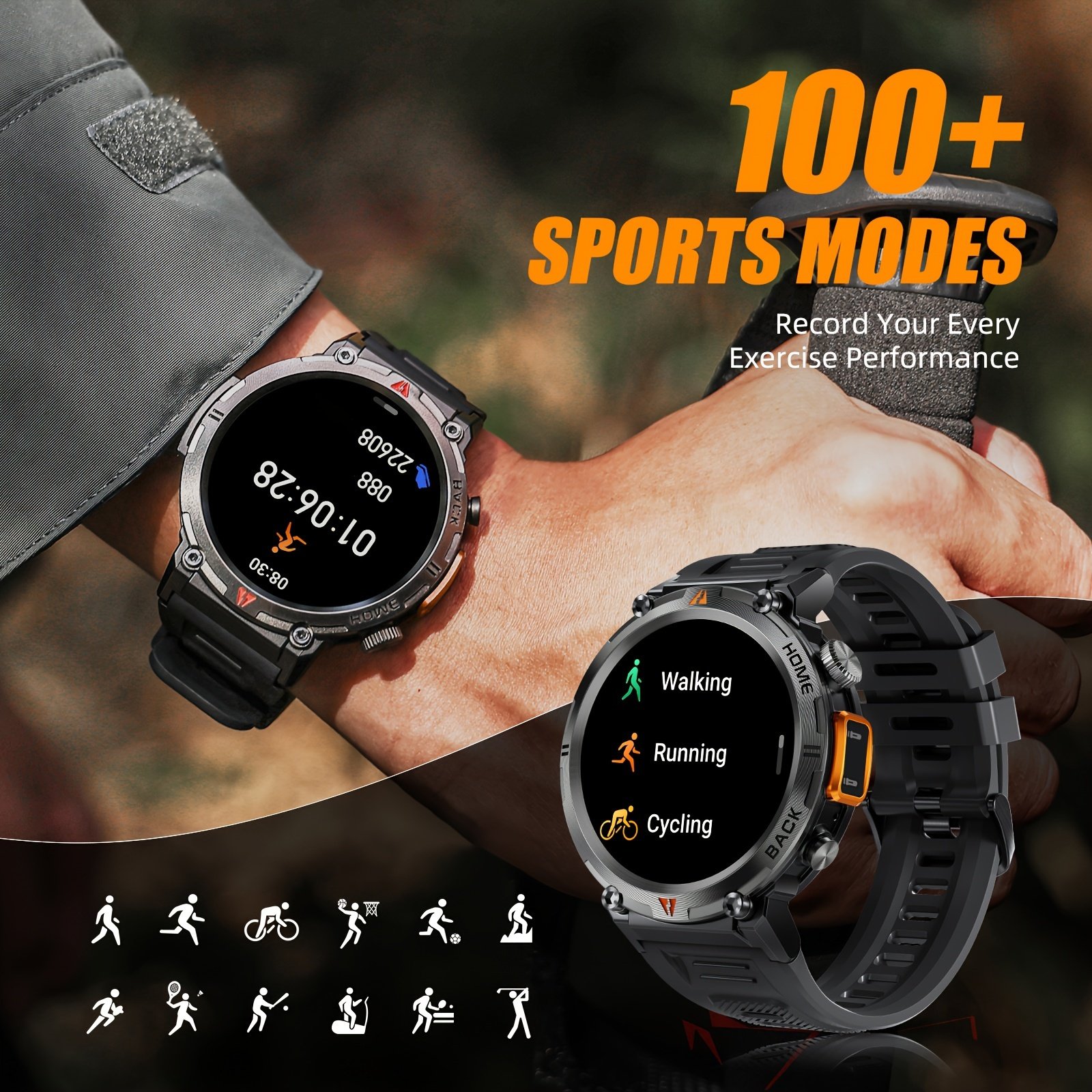JELLOO Sports Smart Watch With LED Lighting For Men, With Wireless Call Making Function(Answer/Make Calls), 3.68cm HD Smart Watch Smartwatch For Android & IPhone Phone - Image 4