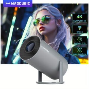 1pc Magcubic HY300 Pro 4K HD 1080P LCD Projector, 3000+ Lumen 3D Ready Table Mount Home Cinema, Wi-Fi 6 Android 11, Wireless 5.0 Dual WIFI, European Standard Plug, 110V/220V Power Supply, Outdoor Portable