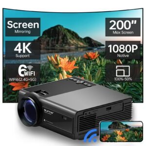 Projector with WiFi 5, Native 1080P Outdoor Movie Projector, Smart Home Projector for Phone/Laptop/TV Stick