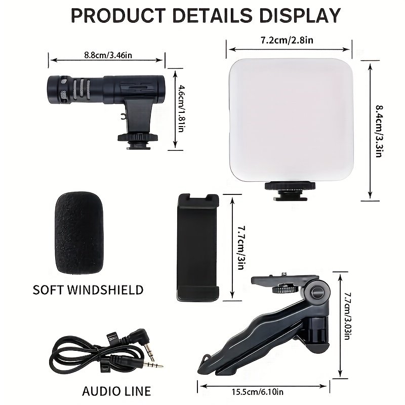 1pc 5-in-1 Smartphone Stabilizer with LED Light - Multi-Purpose Selfie Stick, Portable Handheld Gimbal, Outdoor Interview Lighting Kit, Rotatable Tripod Stand, Flexible Plastic Material - Image 3