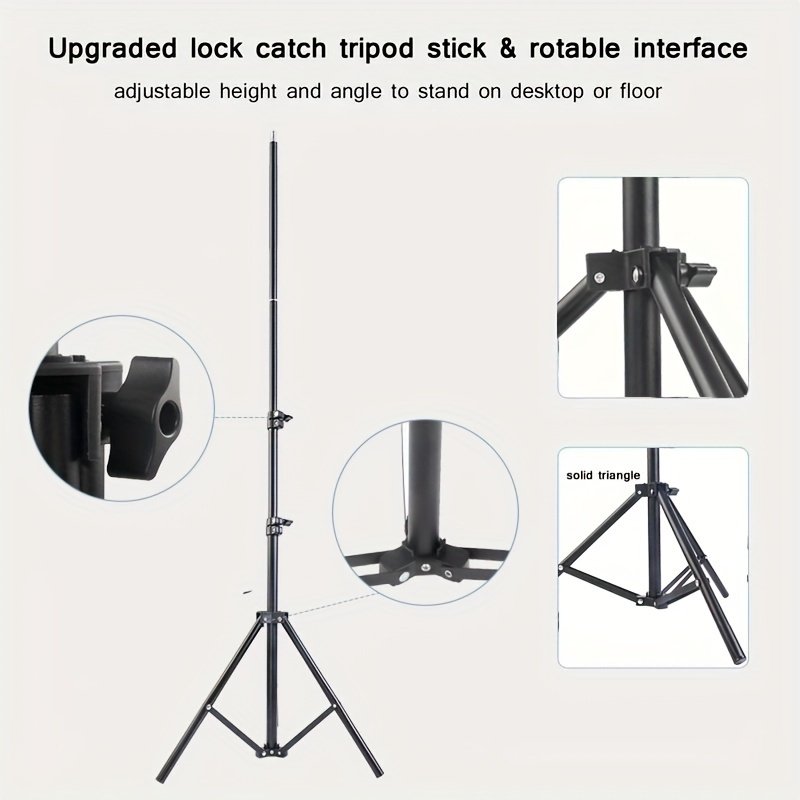 1pc UEGOGO 83.4" Iron Extendable Photography Tripod Stand with 1/4" Screw, Portable Adjustable Tripod for Cell Phone Photography, Video Recording, Live Streaming, Includes Tripod Stand and Phone Clip - Image 8