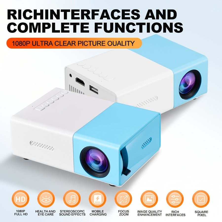 ZNLYRION Compact Smart Projector - USB Powered, 1080P HD, with Remote Control & Mobile Wireless Screen Sharing, Ideal for Home Theater, Office Presentations, Parties & Holiday Gifts - Image 7
