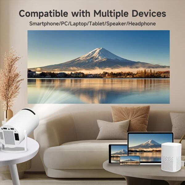 XYA Compact HD Mini Projector - 2800+ Lumens, 1080P Supported, 3.3meter Screen, Remote Control, LED Lights, Auto Correction, for Laptops, PCs, Smartphones - White, Home Cinema Projector|Modern Cylindrical Design|Highperformance Electronics - Image 12