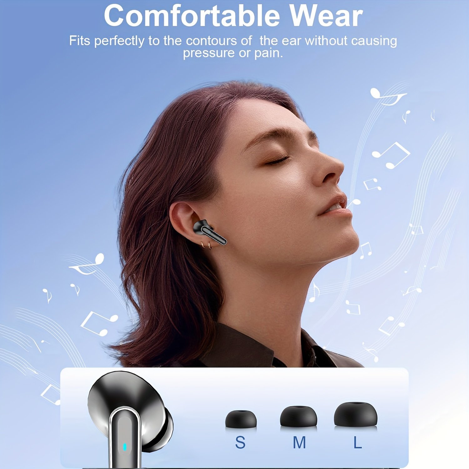 1 Pair LIFEBEE True Wireless Earbuds with Digital LED Power Display, TWS In-Ear Headphones with ENC Noise Cancelling, Built-in Condenser Mic, Sports Exercise Earphones with Deep Bass, Type-C Rechargeable Case, 300mAh Lithium Polymer Battery, Wireless Open - Image 10