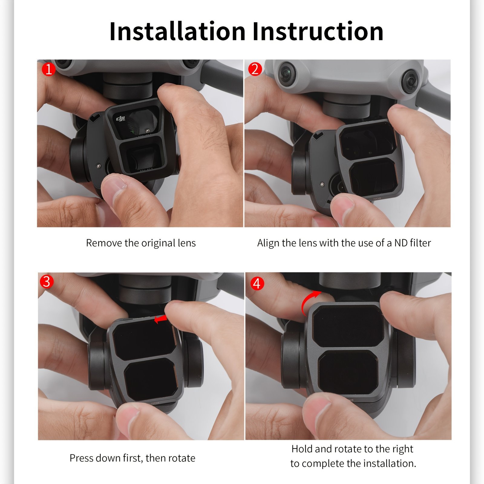 STARTRC 6pcs ND Filter Set for DJI Air 3 - UV, CPL, ND8, ND16, ND32, ND64 - Adjustable Metal Filters with Rectangular Shape - Image 2