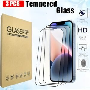 A Pack of Three Tempered Glass Screen Protectors for Iphone 16, 16 Plus, 16 Pro, 16 Pro Max, 12/13/14/15 Pro Max Series, Featuring Ultra-High Definition And 9H Hardness.