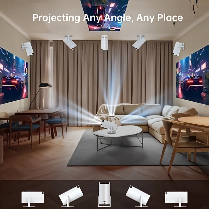 Yleegs P3 Portable Projector, 4K 1080P Full HD, Smart Auto Horizontal Correction, 180° Rotatable, Table Mount, Remote Control, with USB Power, 50-99 Lumens, 16:9 Aspect Ratio, LCOS Display Technology, Android 9.0, Display Port Connectivity, Built-in Speak - Image 6