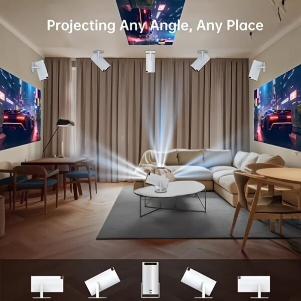 Yleegs P3 Portable Projector, 4K 1080P Full HD, Smart Auto Horizontal Correction, 180° Rotatable, Table Mount, Remote Control, with USB Power, 50-99 Lumens, 16:9 Aspect Ratio, LCOS Display Technology, Android 9.0, Display Port Connectivity, Built-in Speak - Image 6