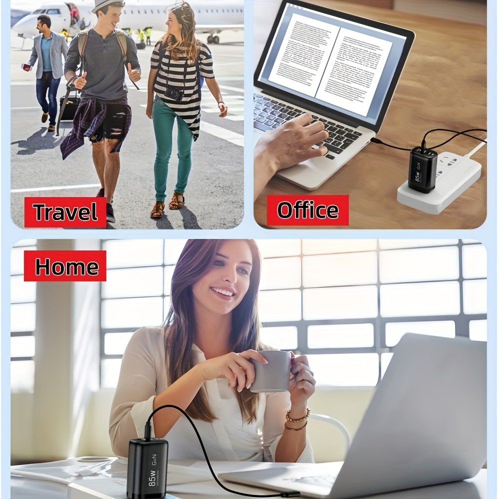 85W GaN USB-C Fast Charger, Multi-Port Power Adapter with PPS PD & QC 3.0/4.0, Universal Quick Charge for iPhone 16/15/14/13 Pro Max, Samsung, Xiaomi, iPad, MacBook - EU Plug, 110V/220V - Image 8