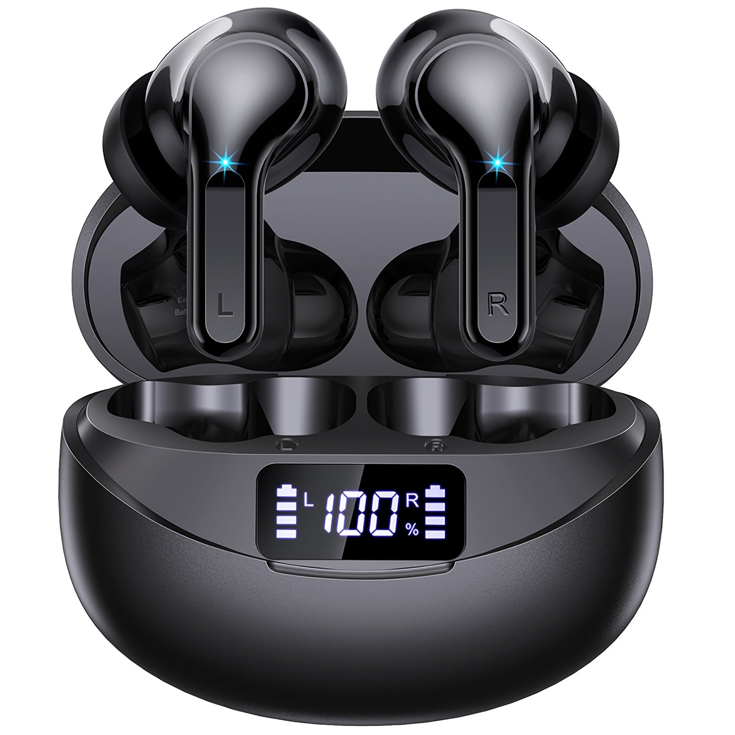 Wireless Earbuds with LCD Display, Touch Control, CVC 8.0 Noise Cancelling, Condenser Mic, Type-C Charging, Non-Waterproof Plastic Headphones for Exercise & Audio Surveillance, Compatible with Cellphones - Image 3