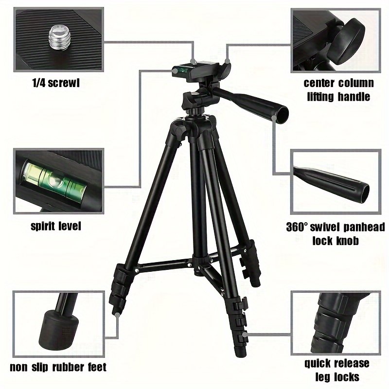 TGVI'S Z005 Expandable Aluminum Alloy Camera Tripod with Smartphone Mount, Pan Head, Compatible with Canon, Sony, Nikon, Panasonic, iPhone for Photography, Selfies, Live Streaming, Video Recording - Image 3