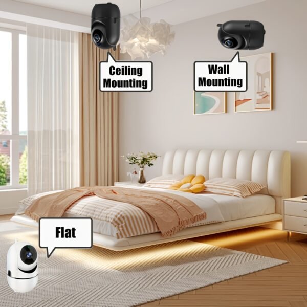 1pc YIIYRY 1080P HD Indoor PTZ Security Camera, WiFi Enabled, Two-Way Audio, App Control, USB Powered, Wall-Mountable, Smart Home Surveillance with Audio Alert - Round ABS Body, Compatible with Smartphones - Image 10