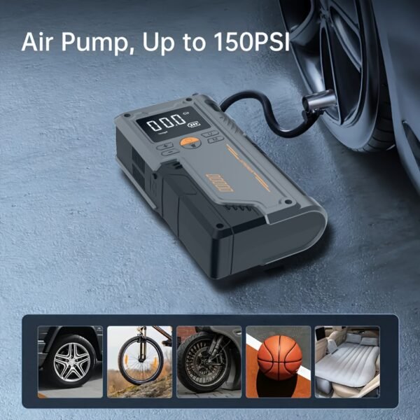 TENGQU Semi-Automatic Car Jump Starter with Portable Air Compressor, Multi-Function Tire Inflator, PVC Material, Non-Waterproof, USB Charging, Operating Voltage ≤36V, 2500A Peak for 12V Vehicles, 8L Gas/6.5L Diesel Engine - Christmas Festival Gift - Image 8